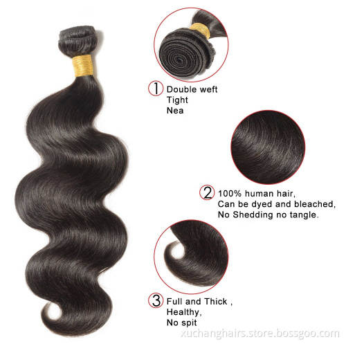 Virgin Body Wave 100% Human Hair Extension Raw Weft Hair Bundles Brazilian Natural Remy Hair Vendors